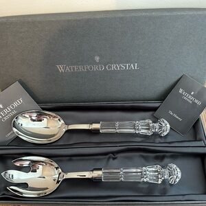 Pair Waterford Crystal Lismore Salad Forks, New In Box